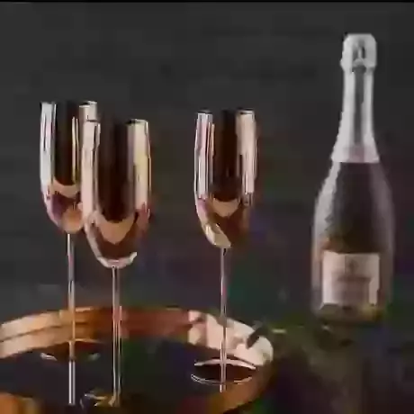 4 Rose Gold Champagne Flutes